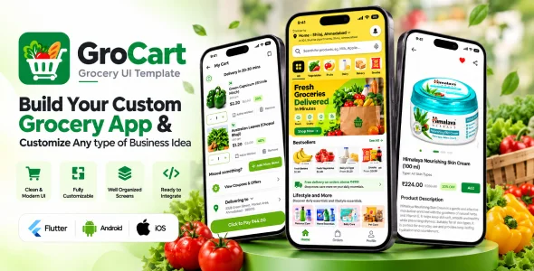 GroCart – Grocery App UI Template for Flutter
