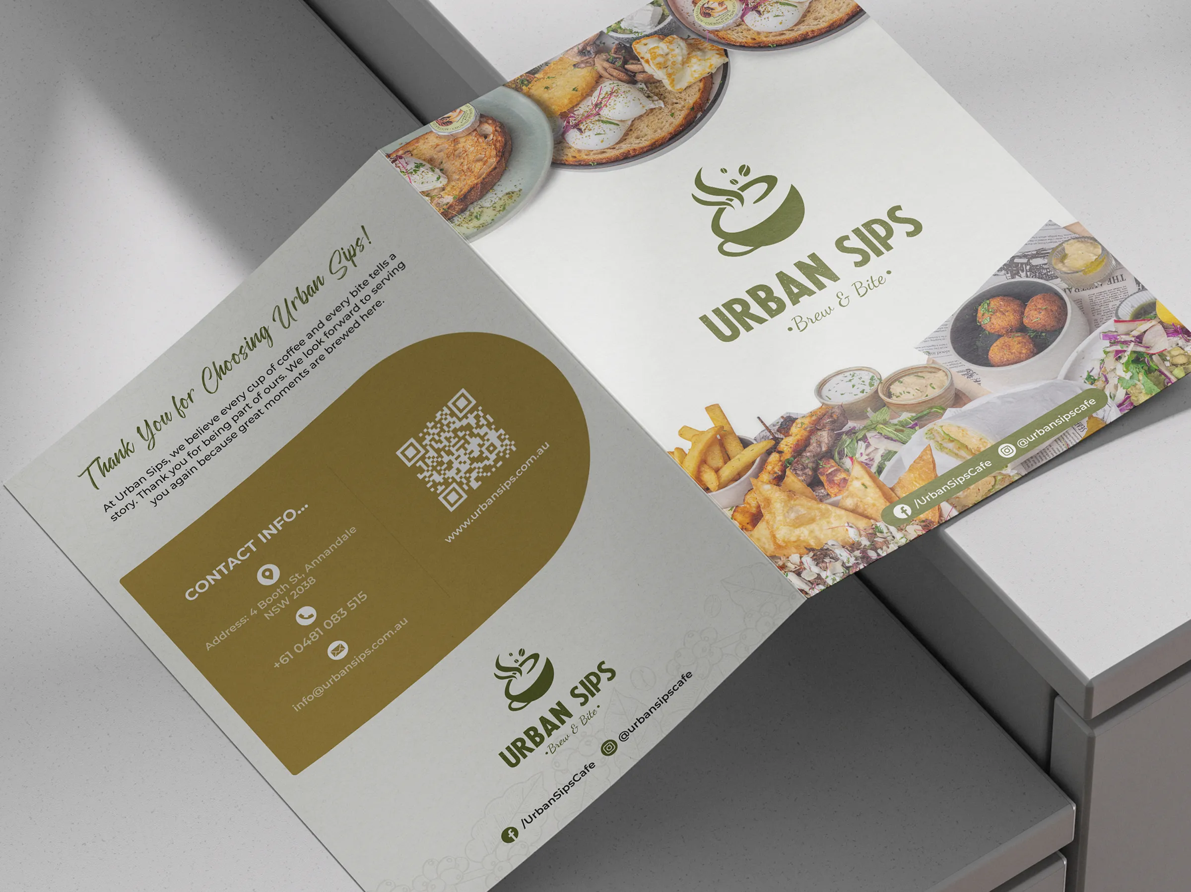 UrbanSips – Café Branding & Print Design